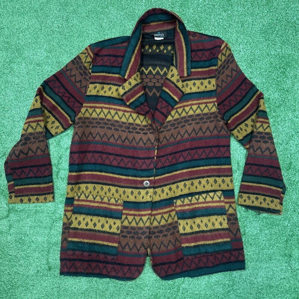 Vintage Fritzi Southwest Aztec Cardigan Sweater Women’s Medium Native Button